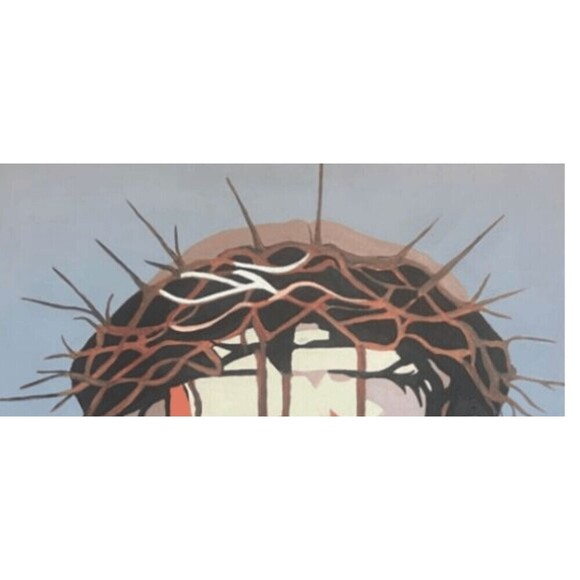 Original Acrylic Painting  "Sacred Head Now Wounded"  22 x 28 Signed by Artist - Picture 4 of 4